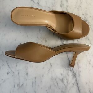 Ann Taylor Desert Sand Leather Peep Toe Sandals Size 7.5